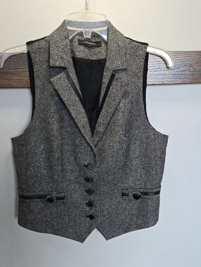 LOUBEN Grey Tweed Button-Front Vest